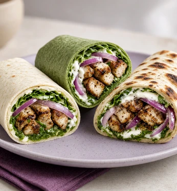 Regular, spinach and naan wraps