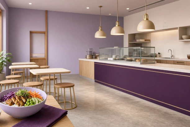 Modern lavender and plum dining room